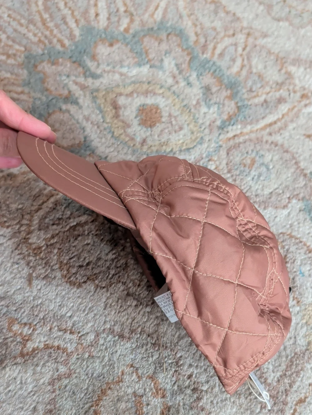 Zara Quilted Rust Orange Newsboy Cap